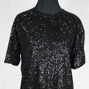 H & M Black Sequin Top Size Small